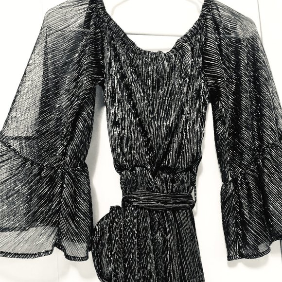 Lush Metallic Off-the-Shoulder Romper - Picture 5 of 6